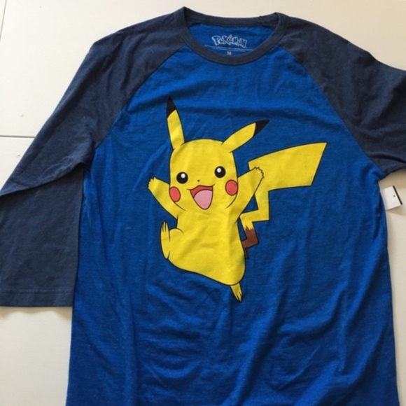 Pokemon Men's Blue Baseball Tee New - Picture 3 of 8